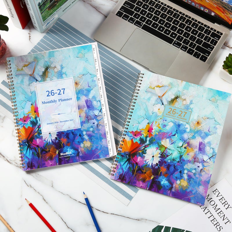 MaaIbok 2026-2027 Monthly Planner/Calendar - Jan. 2026 - Dec. 2027, 9 "" x 11 "", 2 Year Monthly Planner 2026-2027, Holidays, Month Tabs, Inner Pocket, Note Pages - Image 2